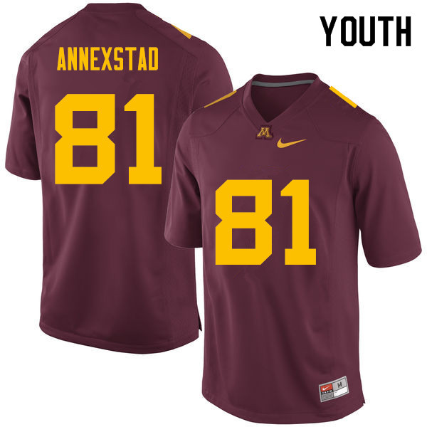 Youth #81 Brock Annexstad Minnesota Golden Gophers College Football Jerseys Sale-Maroon